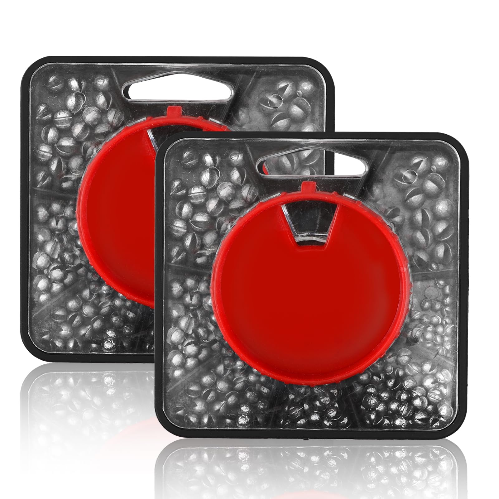 2Pack 7 Division Split Shot Fishing Weights Sets, 358pcs Soft Metal Alloy Fishing Sinkers Coarse Fishing Dispenser Weights Shot for Stabilizing Fishing Line Bait