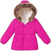 Belovecol Girls Winter Coat Hooded Puffer Jacket Warm Fleece Zipper Outerwear Jackets Coats 3-10T