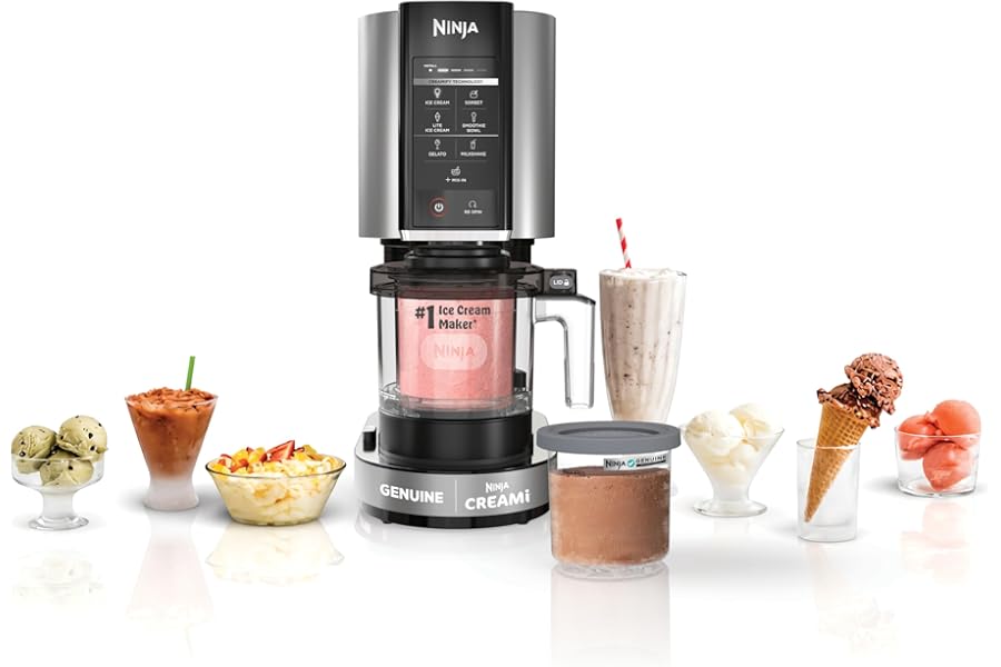 Ninja NC301 CREAMi Ice Cream Maker, for Gelato, Mix-ins, Milkshakes, Sorbet, Smoothie Bowls & More, 7 One-Touch Programs, wit