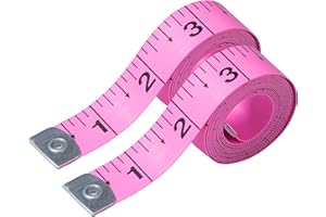 CrafTreat 2-Pack Pink Tape Measure – Dual-Sided Standard & Metric Scales, Soft Flexible Ruler for Body Measurements & Tailori