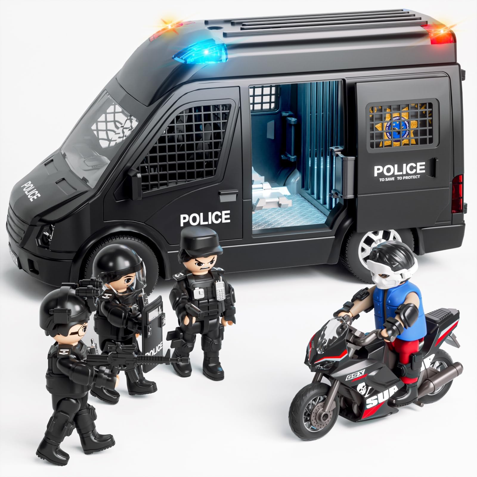 Doloowee Police Car Toy for Kids 3 4 5 6 7 8 Years Old Friction Powered Truck with Light and Sound Emergency Vehicle Toys for Boys Girls Gifts for Age 3-12 Boys Girls — image 1