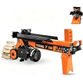 PROYAMA 7T Electric Log Splitter, 15A Motor Wood Splitter with Cross Wedge | Firewood Splitting Machine with Hydraulic Ram for Home Heating, and Yard Maintenance