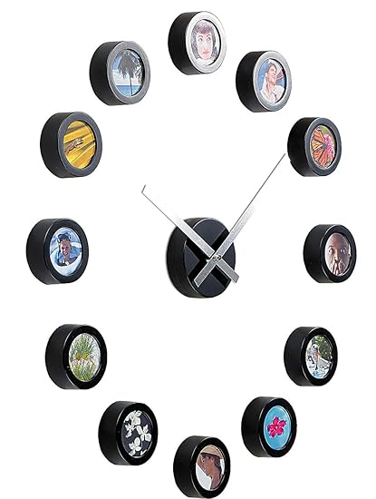 infactory Wanduhr selbst Gestalten: Wanduhr zum Selbstgestalten mit Zifferblatt aus 12 Bildern (Zifferblatt selbst Gestalten)
