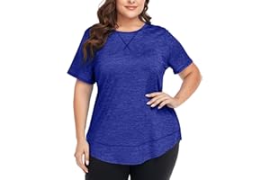COOTRY Plus Size Workout Tops for Women Short Sleeve Loose fit Shirts Athletic Gym Yoga Clothing