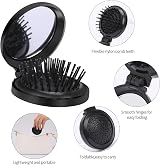Mozeat Lens Round Folding Hair Brush with Mirror 2Pcs Black & Rose Red view 3