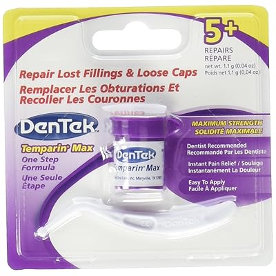 Temparin Max Dentek Lost Filling and Loose Cap Repair, One Step Instant Pain Relief, 5 Plus 0.04 oz, Pack of 2