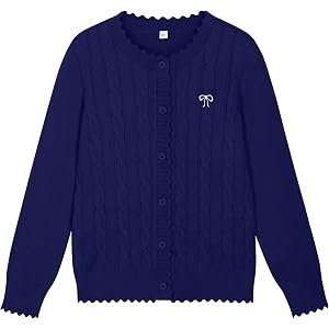 Dolxico Girls Cardigan Kids Long Sleeve School Uniform Sweater 6-14 Years | Crewneck School Uniform, Button Up Knitted Cardig