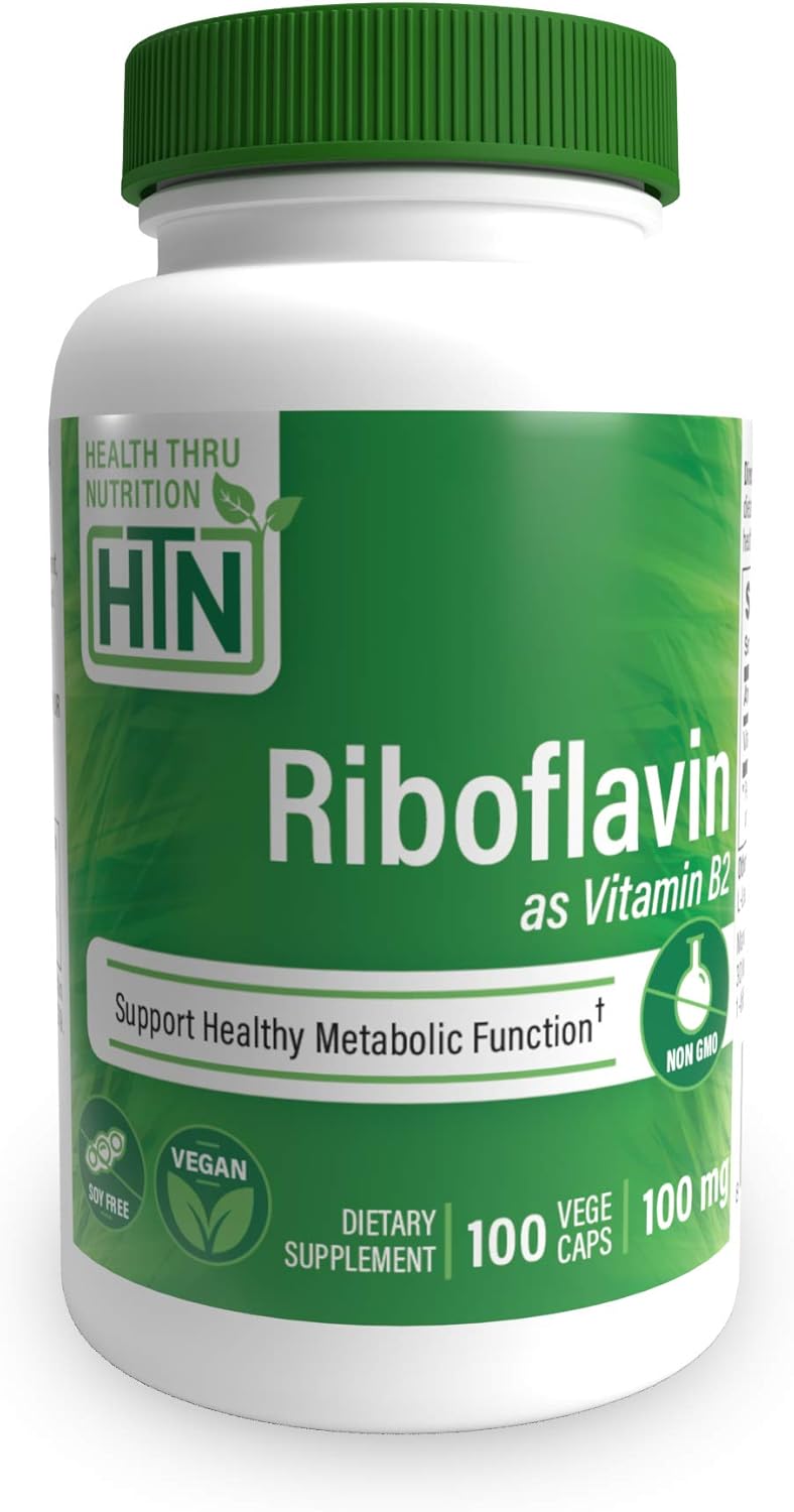 Riboflavin B2 100mg 100 Vege-Capsules (Non-GMO & Gluten-Free) by Health Thru Nutrition (100)