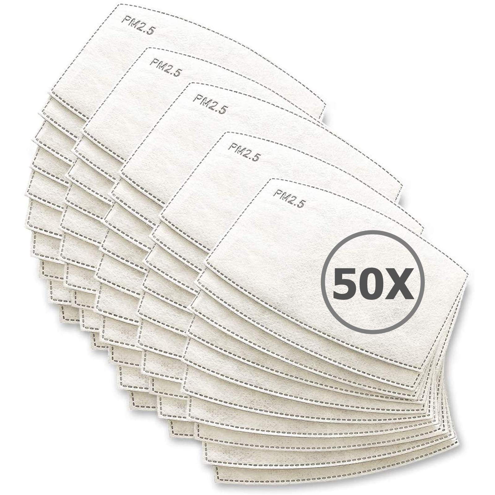 TBOC Replaceable Filter for Mask - [Pack 50 Units] Set of Disposable Filters with 5 Filtration Layers Soft Breathable Material Prevent Dust Pollution Harmful Substances Protection for Adults Children