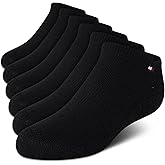 Tommy Hilfiger Kids Athletic Socks - 6 Pack Breathable No Show Low Cut Ankle Socks for Boys and Girls (Sizes: S-L)