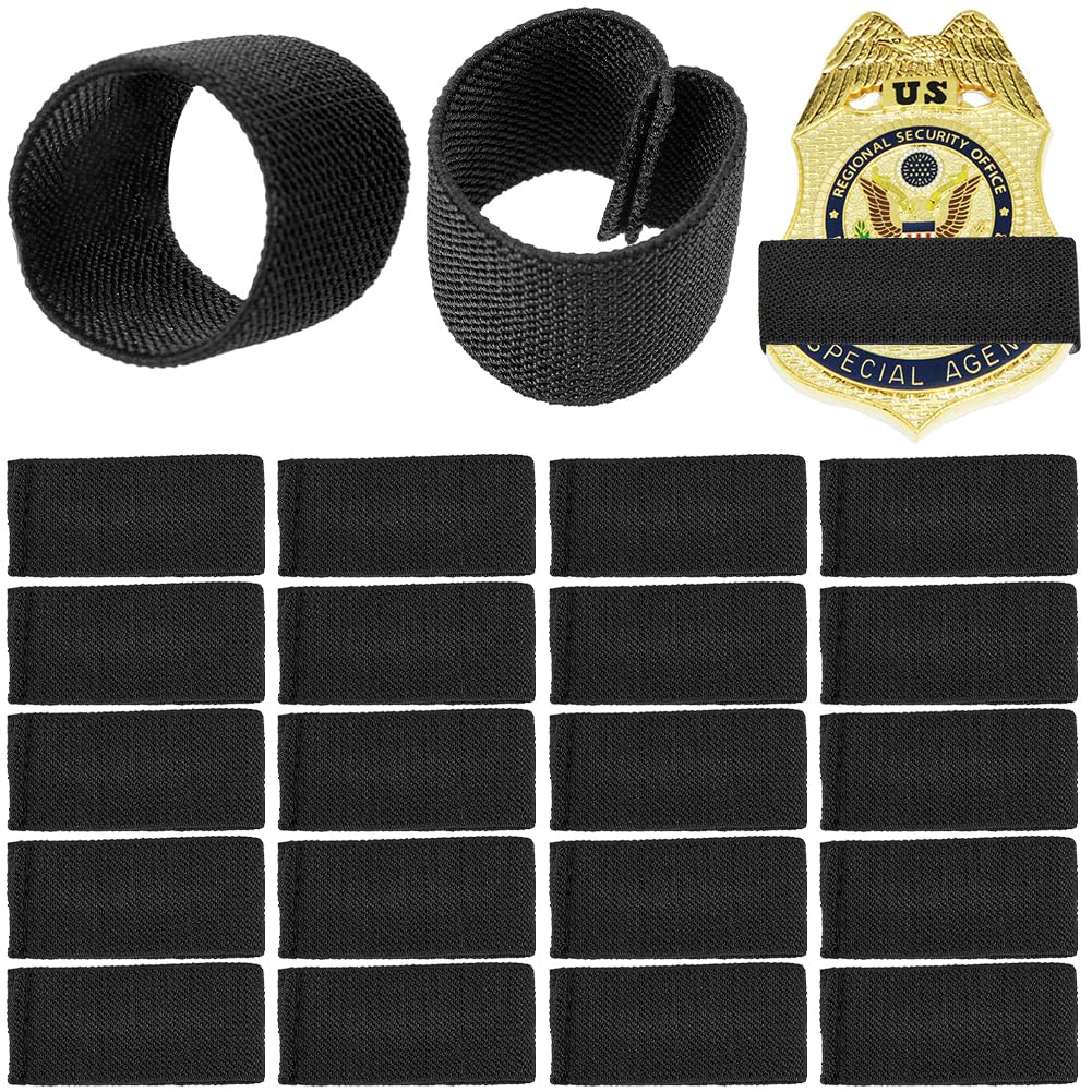GORGECRAFT 30Pcs Police Mourning Band Stripe Black Funeral Badges Shield Honor Guard Elastic Straps Armband Ribbon Mourning Twill Band Tapes for Police Officer Badge 5.3x2.6cm