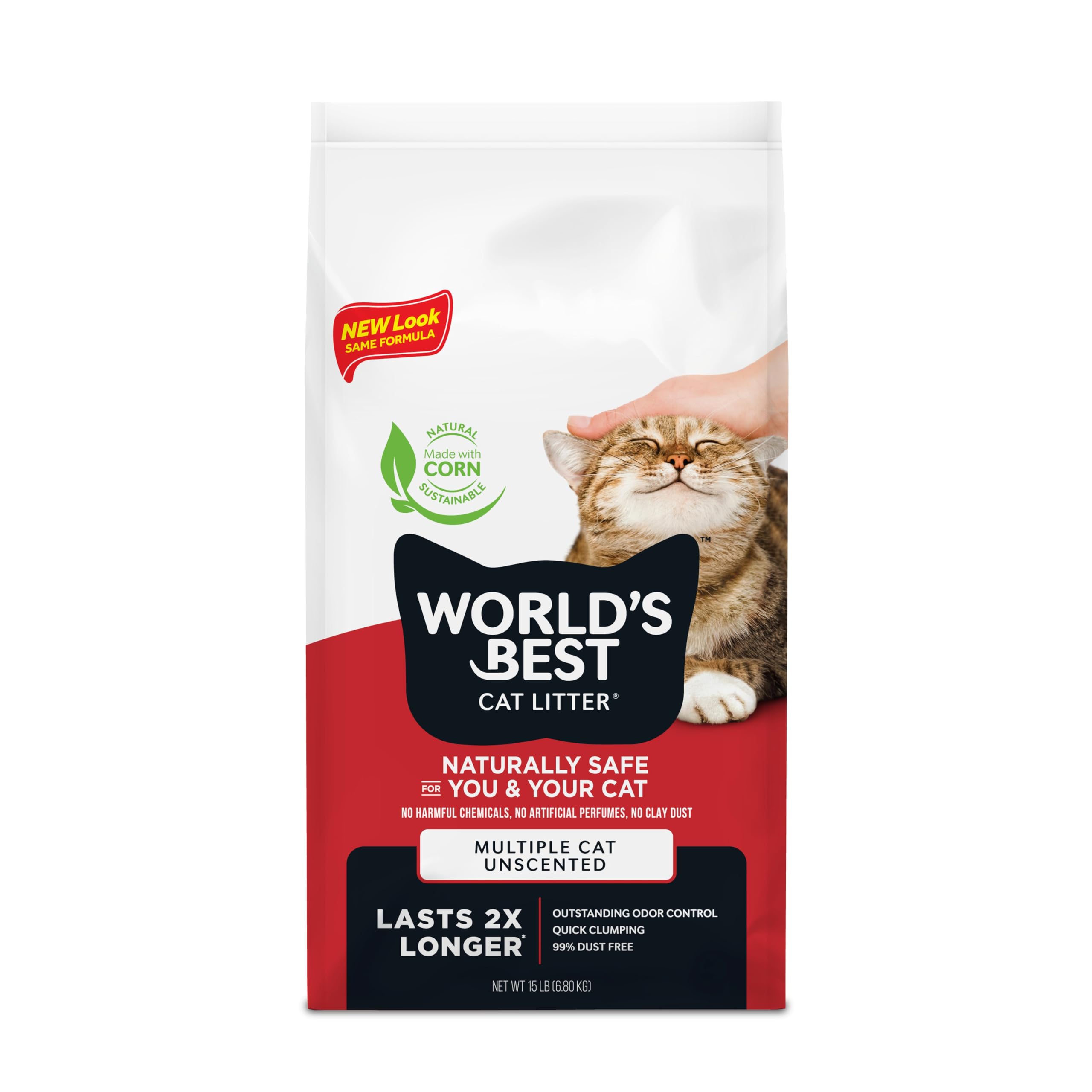 Multiple Cat Low Tracking Litter World's Best Cat Litter - Low Tracking & Dust Control Multiple Cat Formula, 32lb Unscented Dust Free Cat Litter