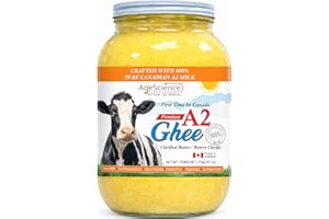 AgeScience Canadian A2 Ghee – Casein Free, Lactose-Free Clarified Butter, Glass Jar, Family Pack – 1750g