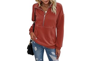 RANPHEE Womens Long Sleeve Tops Lapel Zipper Casual Sweatshirt Loose Pullover Shirts Activewear Running Jacket
