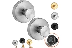 ZEZZO Luxe Hold No-Drill Hooks, 2024 Upgraded Stainless Steel Waterproof Suction Cup Hooks, Suction Cup Hooks for Shower, Bathroom, Hanging Towels, Mounting on Glass Shower Doors, Mirrors (Sliver 2 Pcs)