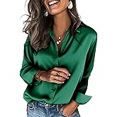 Zeagoo Satin Blouses for Women Silk Button Down Shirts Long Sleeve Business Casual Tops