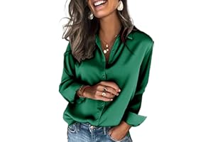 Zeagoo Satin Blouses for Women Silk Button Down Shirts Long Sleeve Business Casual Tops