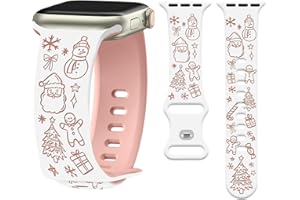 Watbro Christmas Engraved Band Compatible with Apple Watch 38mm 40mm 41mm 42mm 44mm 45mm 49mm Women Men,Cute Snowman Engraved