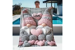 Heart Print Fleece Blanket Ultra-Soft Flannel Portable Throw Packable Super Fluffy Cozy Design for Couch Travel Bedroom, 39x6