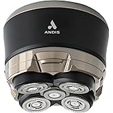 Andis 562927 Head Shaver for Skull, Waterproof Wet/Dry Rotary, Black | 5 floating shaving heads adapt to contours, double-ring rotary blades, electric head shaver, IPX6