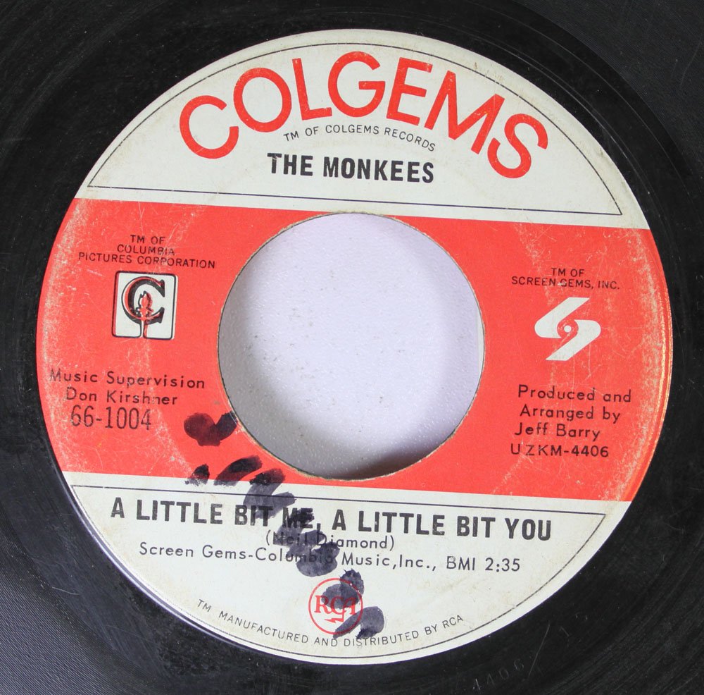 THE MONKEES THE MONKEES 45 RPM A LITTLE BOT ME A LITTLE BIT YOU THE GIRL I KNEW SOMEWHERE 