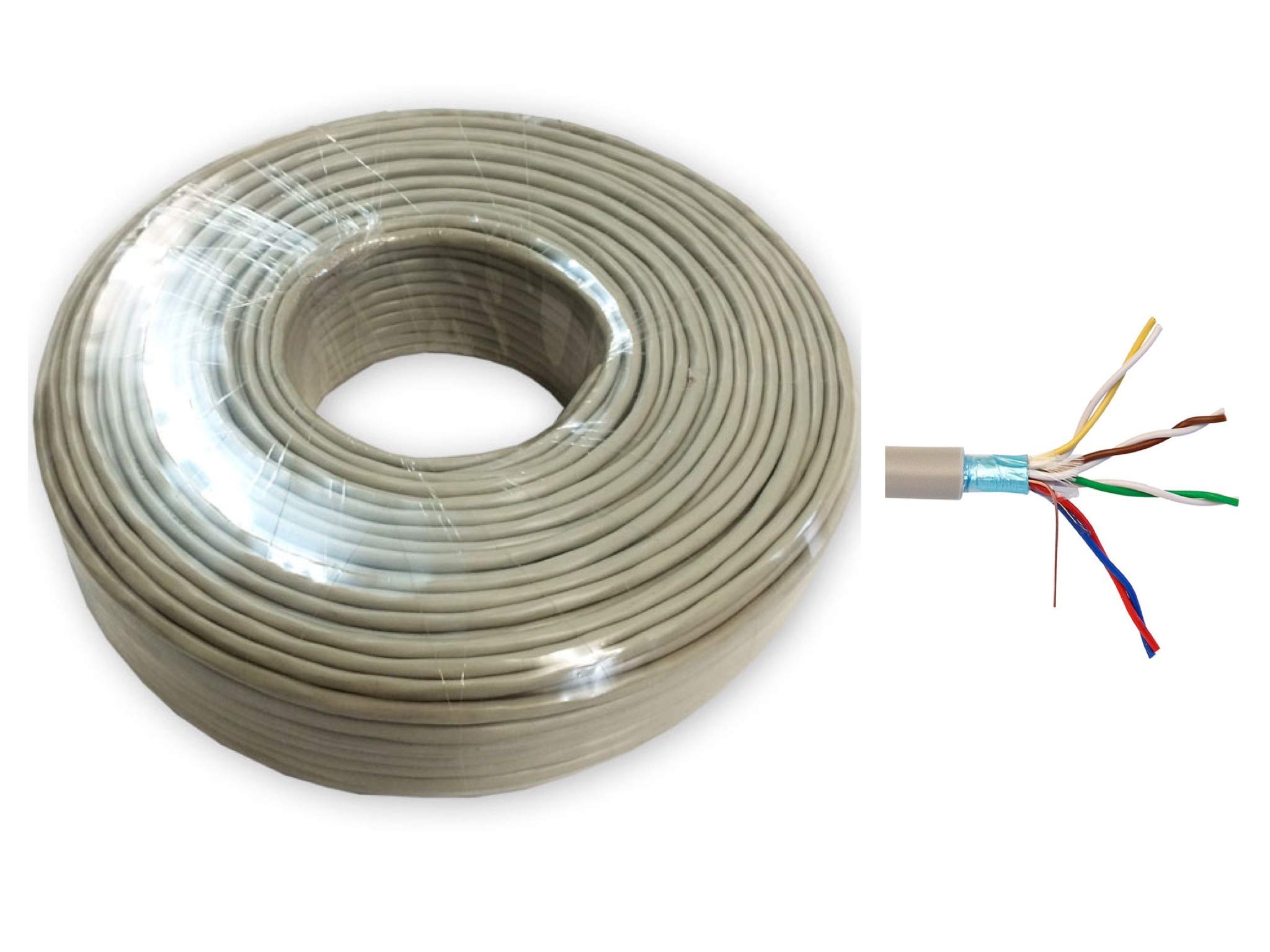 20 m Telephone Cable Bell Cable 4 x 2 x 0.6 mm 8 Core Installation Cable J-Y (ST) Y Round with Extra Aluminium Shielding