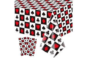 XJLANTTE 2Pcs Casino Tablecloths, Poker Table Cover, Rectangular Casino Theme Table Cloth for Picnic Birthday Playing Card Casino Party Decorations, 51 x 86.6 Inch