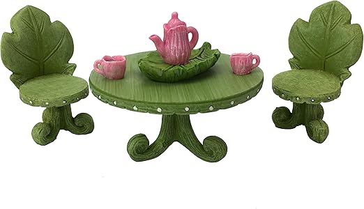 Glitzglam Miniature Fairy Garden Furniture Set Leaf Bistro Set