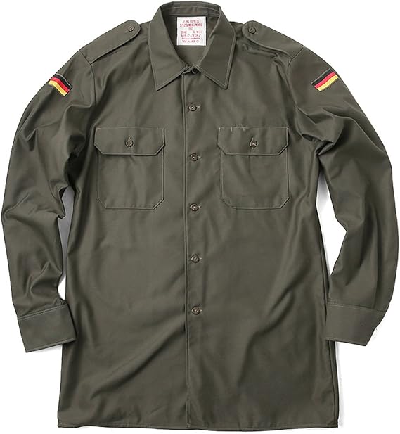 Amazon 実物 新品 ドイツ軍フィールドシャツ オリーブ Gr3 オリーブ 実物 ミリタリー 軍放出品 ミリタリーシャツ メンズ シャツ 通販
