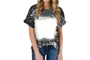 Ceboyel Womens Sublimation T Shirts Multiple Sizes Bleached Tees Tops Short Sleeve Vintage Tshirts Funny Cute DIY Clothes