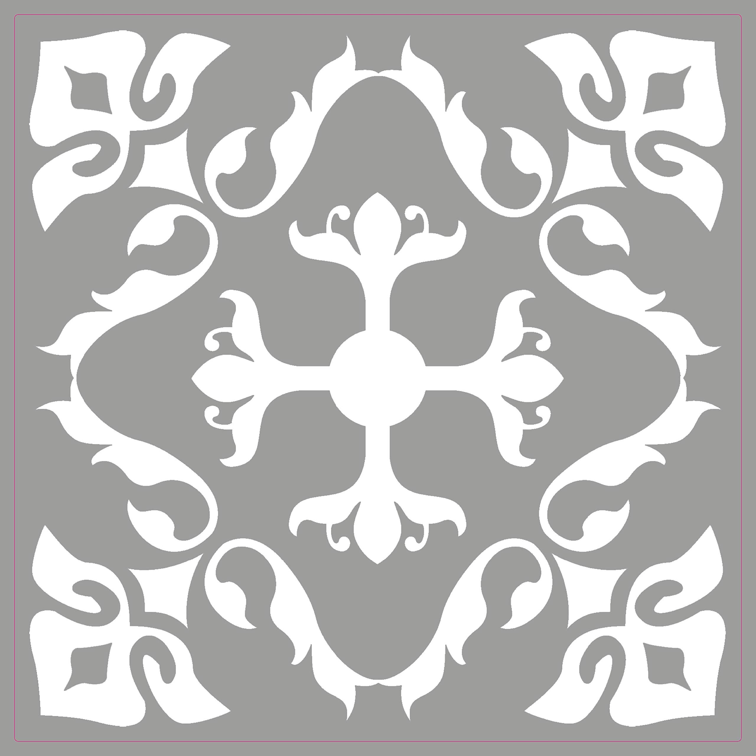 Grey Tile Stickers Victorian Morrocan Modern self Adhesive wall Art Decor transfers-Bathroom backsplash Kitchen splashbacks Floral Decals Peel and Stick (Grey Modern 3, 6 inch) Pack of 10