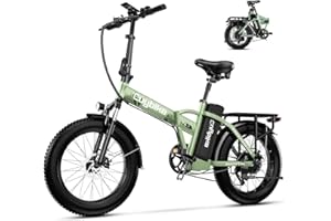 EUYBIKE Foldable Electric Bike for Adults, 30+MPH, 48V 20Ah Removable Lithium Battery up to 80Miles, 20" Fat Tire 1000W Peak Motor Dirt Ebike Adult Electric Bicycle for Commute Beach Mountain E Bike
