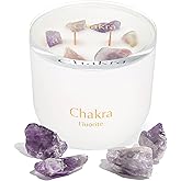 Hidden Label Healing Crystal Candle, Pear Ginger Crystal Candle, Wood Wicks Scented Crackling Candles, Real Crystals Aromatherapy Candle Gifts for Women, 12oz