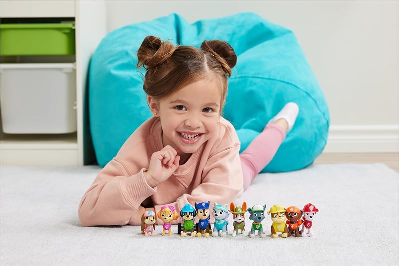 Paw patrol - paw patrol figures - pacote de presente com 10 figuras de brinquedo colecionáveis ​​​​paw patrol - 10º aniversário - 6065255 - brinquedos para crianças de 3 anos +
