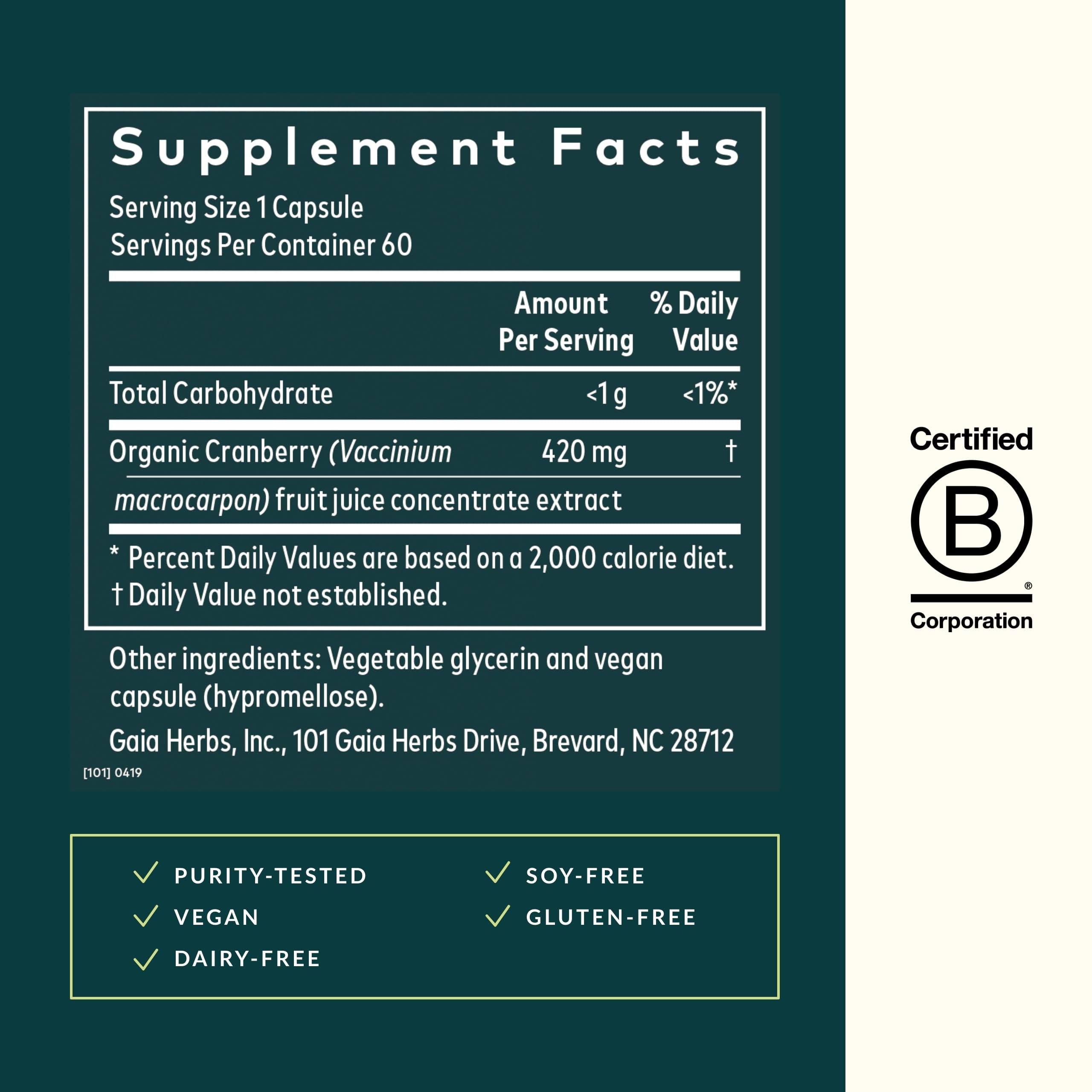 Gaia Herbs Cranberry Concentrate - Helps Maintain Urinary Tract Health - Made with Organic Cranberry Fruit Juice Extract in Convenient Capsules - 60 Vegan Liquid Phyto-Capsules (30-Day Supply)
