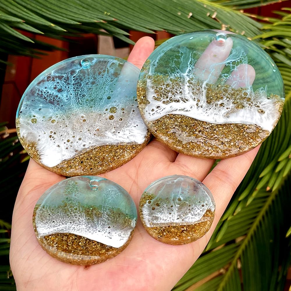 RESINWORLD 25-Cavity Set of Large + Medium + Small Shiny Flat Circle Silicone Mold, Drilled Round Earrings Pendant Mold, Keychain, Pet Tag Resin Mold