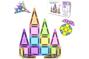 Mini Magnetic Tiles, 40PCS Travel Magnetic Tiles with Metal Case, Portable Building Blocks for Kids Ages 3+,Car Airplane Trav