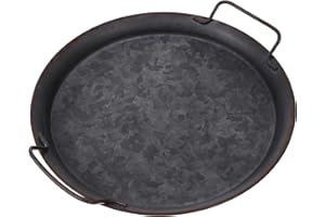Yardwe Galvanized Metal Serving Tray Industrial Rustic Tray with Handle for Bread Serving and Home Decor