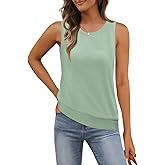 MEROKEETY Women's Summer Casual Sleeveless Tank Tops 2025 Crew Neck Knit Basic Trendy T Shirts