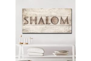 Ready2HangArt Olivia Rose Inspirational 'Shalom I' Wrapped Canvas Judaica Wall Art 12 in. H x 24 in. W