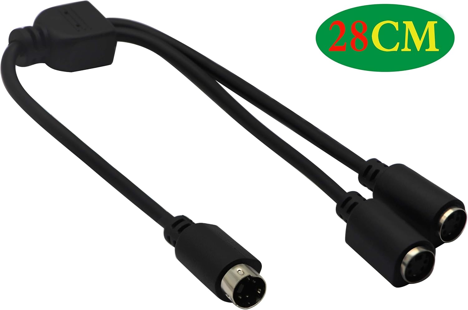 zdyCGTime S-Video 4 Pin Mini DIN Y Splitter Connector Cable 4 Pin Mini DIN S-Video Male to 2 Female Y Splitter Extension Adapter Cable for SVHS/S-Video Cable(28CM/11Inch): Home Audio & Theater