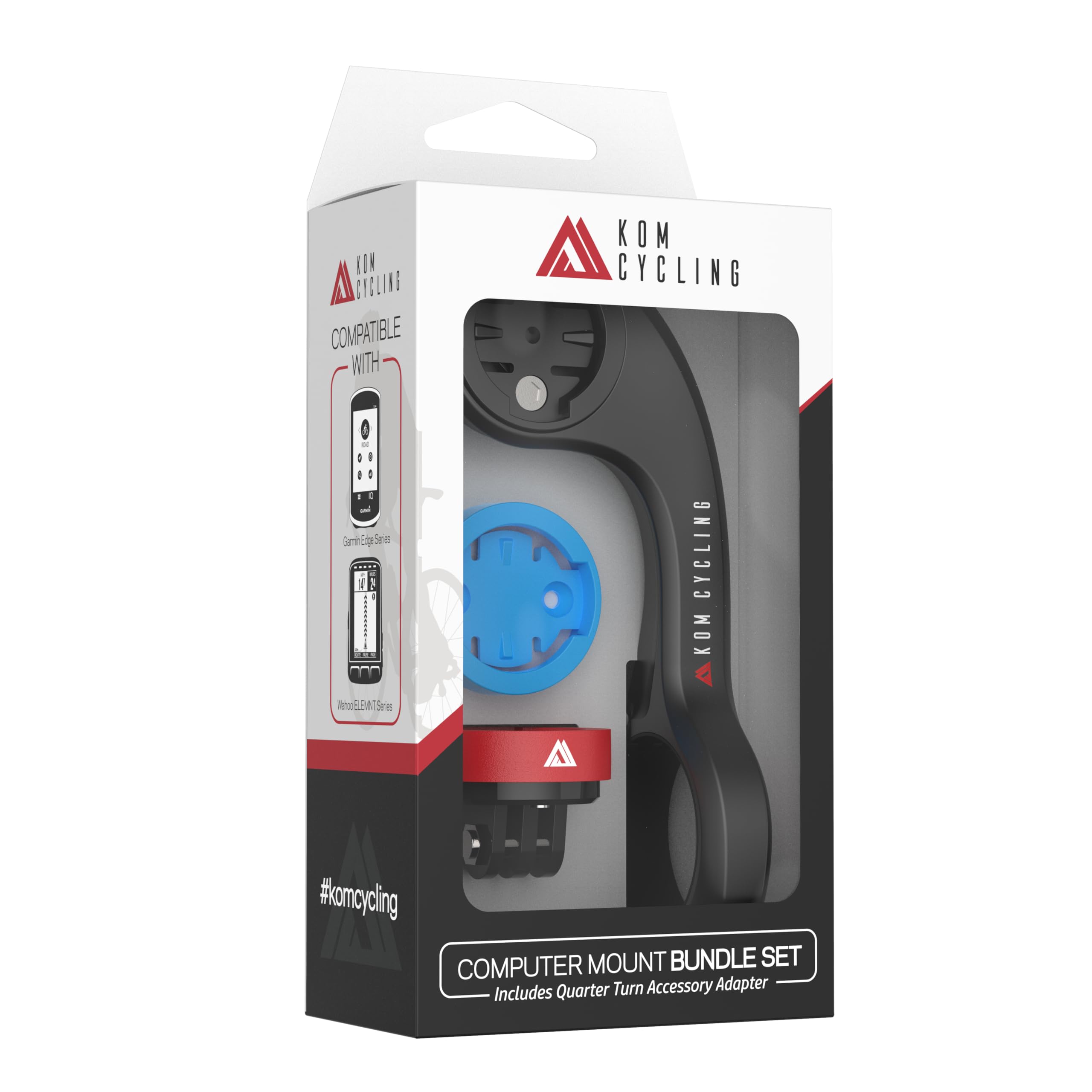 KOM Cycling CM06 Quick Release GoPro Computer Mount for Wahoo and Garmin Bike Computers (Compatible with Edge 1050, Elemnt Roam and others) Compatible with GoPro Accessories (Black, Combo Kit)