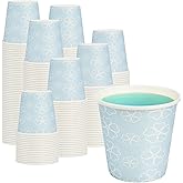 METAPRINT 100 Pack 3 oz Bathroom Cups, Disposable Paper Cups with Rolled Rim, Small Paper Mouthwash Cup for Guest Bathrooms, Vanity & Office Use, Mist blue