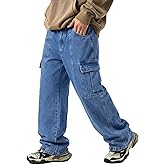 EMMIOL 203 Cargo Baggy Jeans for Men, Pants Wide Leg, Relaxed Loose Fit Denim Y2K Straight Leg Streetwear Vintage