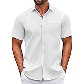 COOFANDY Mens Short Sleeve Casual Button Down Shirts Summer Untucked Dress Shirts with Pocket