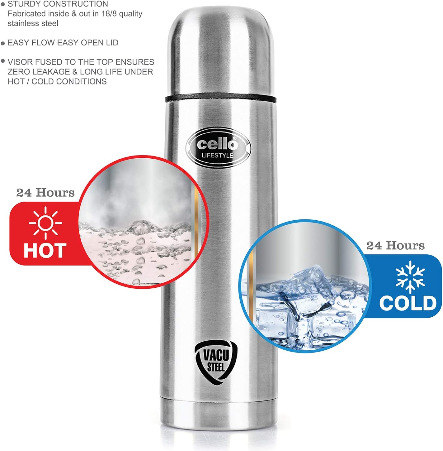 cello lifestyle stainless steel flask 500ml