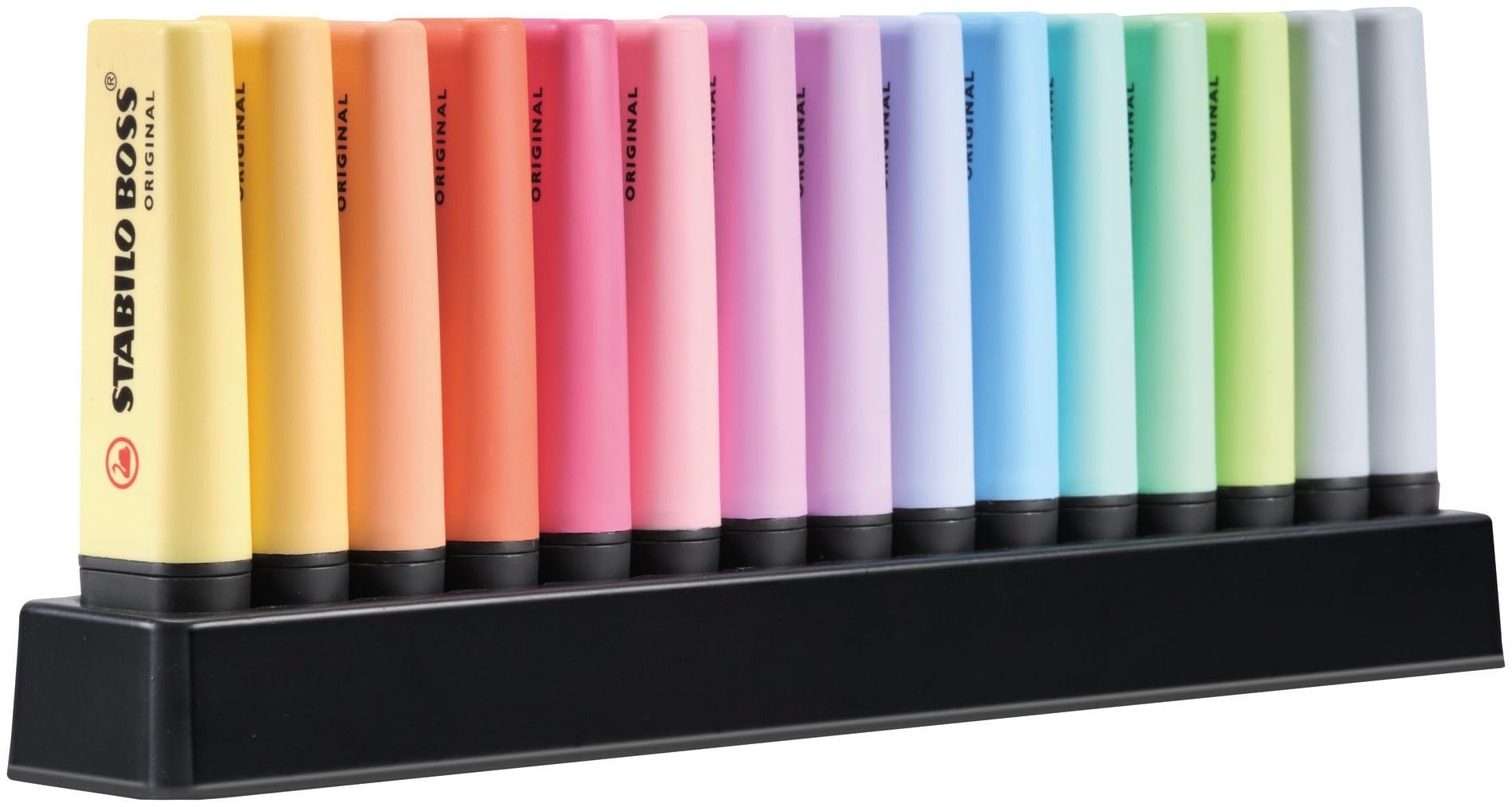 STABILO BOSS ORIGINAL Pastel - Highlighter - Deskset of 15 - with 14 Pastel Colours