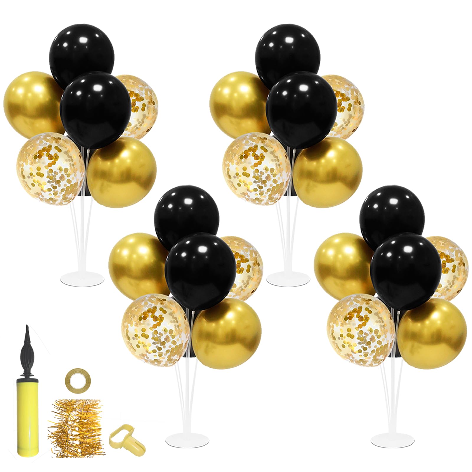 Photo 1 of ZJDHPTY Black and Gold Party Decorations Balloon Stand Table Centerpieces for Birthday Wedding Retirement Anniversary Father's Day Halloween New Years Graduation Decorations 2025 (Black gold set4)