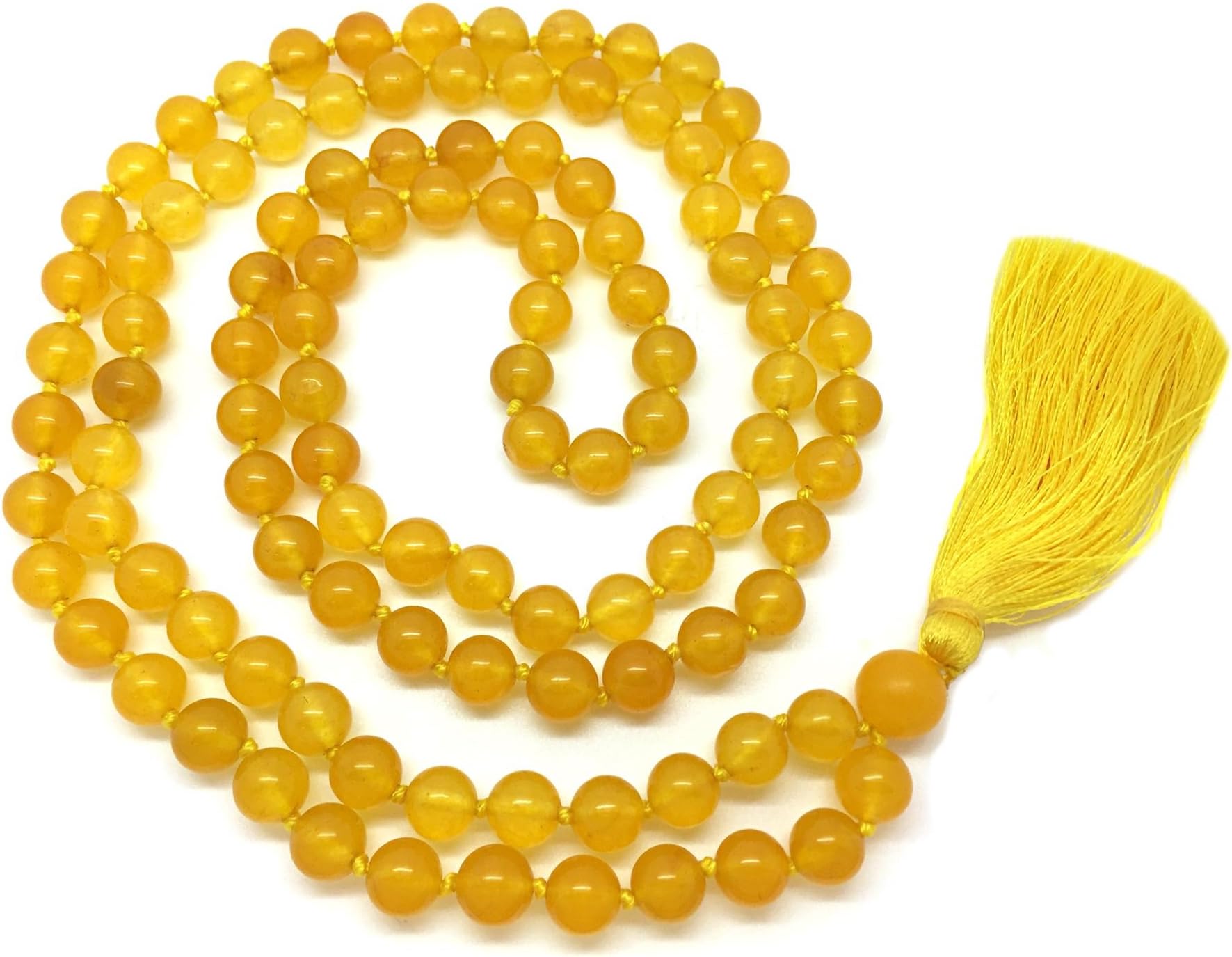 Gemstone Mala Beads Necklace Bracelet 108 beads 6 mm wide - with knots in between plus 1 large guru bead - Prayer, Meditation or Tassel Necklace