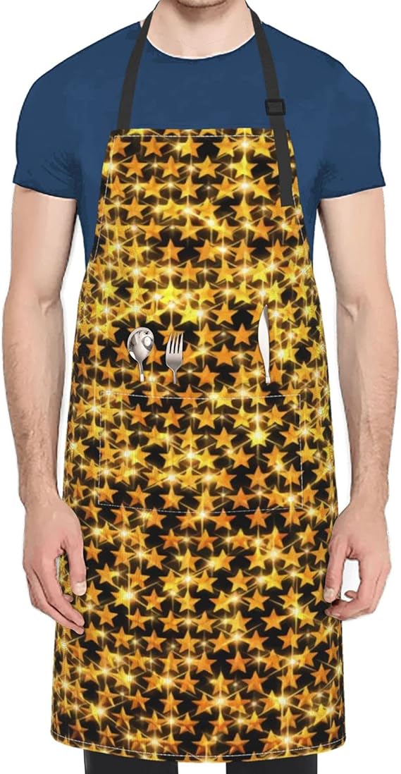 Gold sequins Women Aprons with pockets Waterproof Fresh Apron Waitress